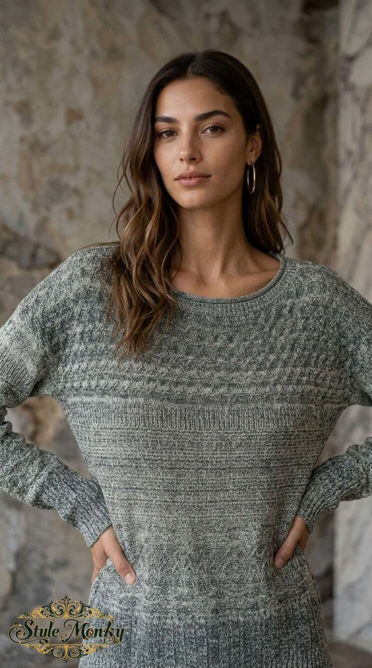 Anthropologie Sparrow Knit Pullover Sweater Gray Textured Scoop Neck